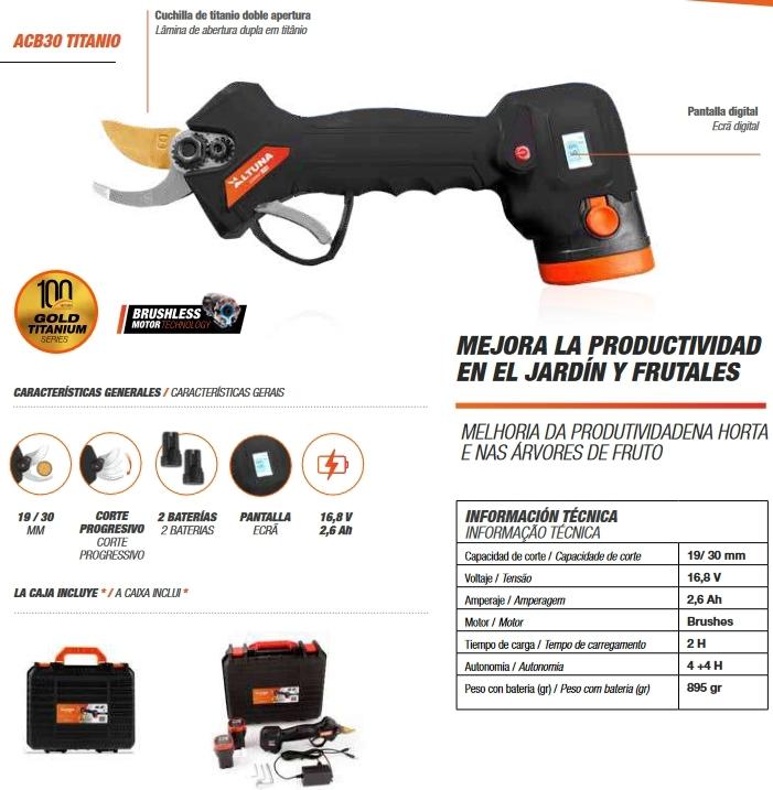 TIJERA BATERÍA ACB30TIT.30mms 16,8V 5Ah.2bat.