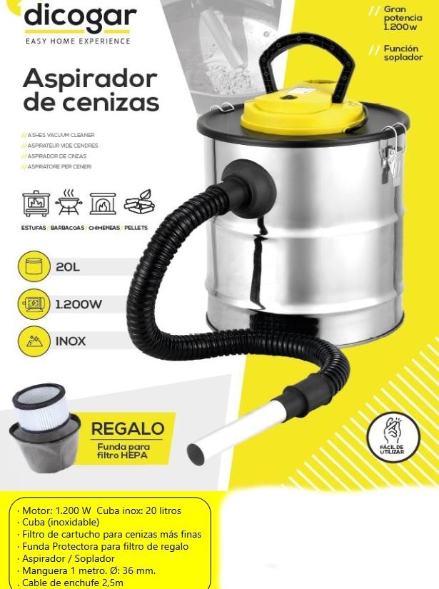 ASPIRADOR CENIZAS 1200w INOX DICOGAR