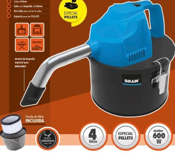 ASPIRADOR CENIZAS 4l. 600w BIKAIN