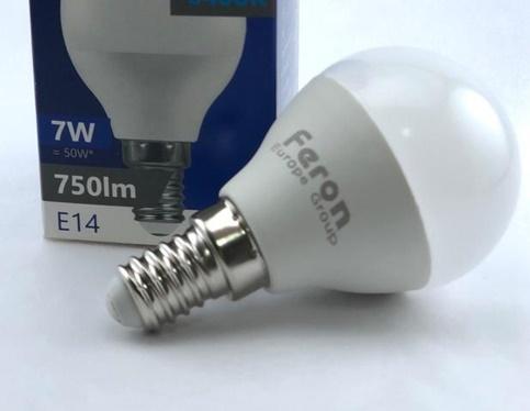 LAMPARA LED ESFERICA E14 7w 6400K 750lm FERON