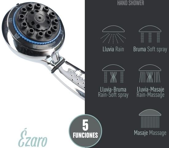 MANGO DUCHA EZARO 5FUNC. CROMO FAB005