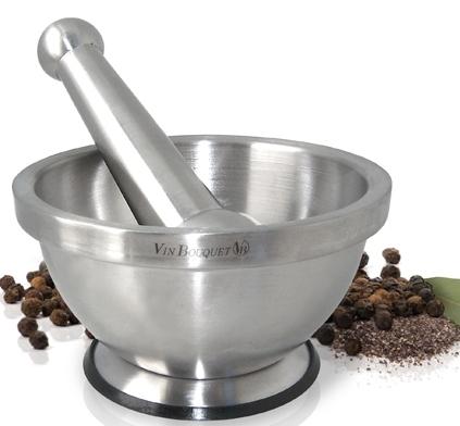 MORTERO ACERO INOX 135mm C/MANO