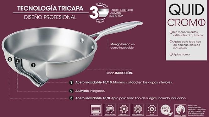 SARTEN INOX TRICAPA CROMO 26cms