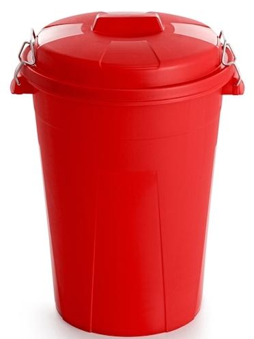 CUBO BASURA AZoROJO 100l. C/TAPAyCIERRES DECH