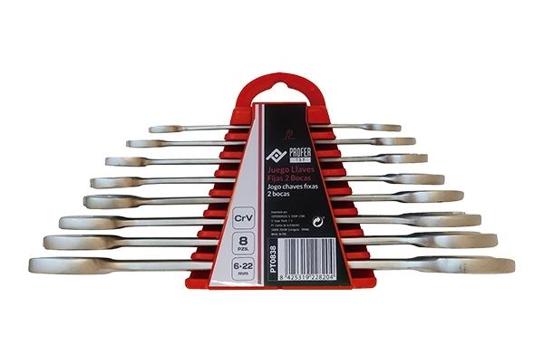 JUEGO LLAVE PLANA 8pzas 6-22mms PT0838
