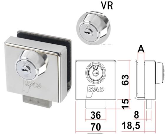 CERRADURA PTA.CRIST.SUELO VR INOX LL.PTS
