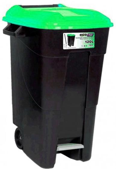 CONTENEDOR 120l. RUEDASyPEDAL VERDE