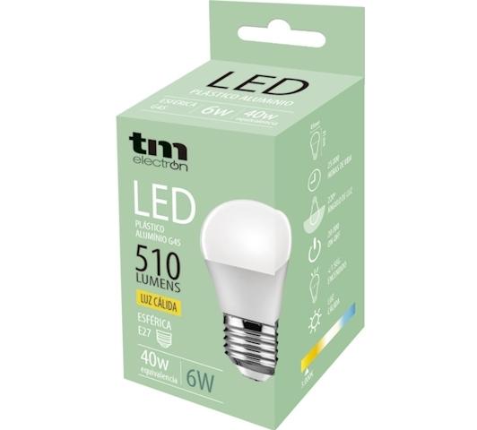 LAMPARA LED ESFERICA E27 6w 3000k 400lm