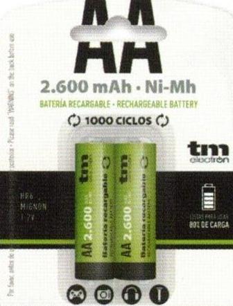 PILA RECARGABLE AA R6 2000mAh BL-2